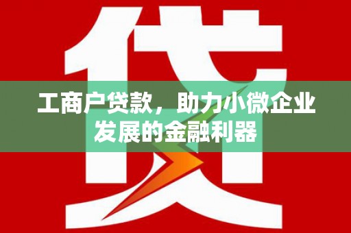 靖边工商户贷款，助力小微企业发展的金融利器