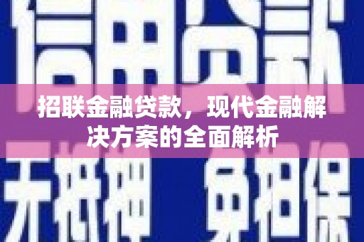 会同招联金融贷款，现代金融解决方案的全面解析