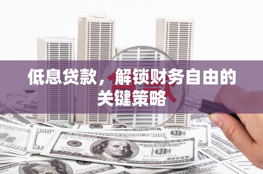 盐田低息贷款，解锁财务自由的关键策略